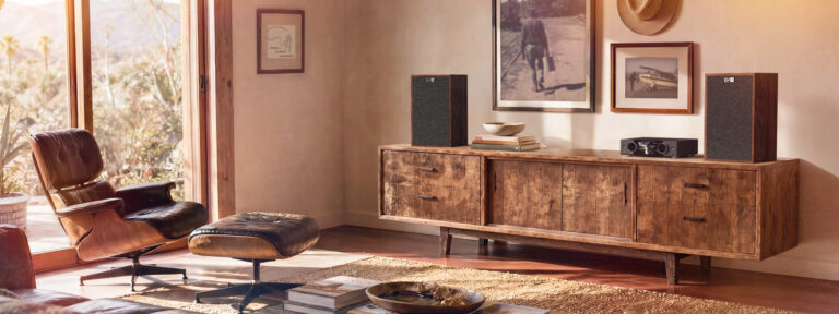 Klipsch Rebellion Premium Bookshelf Loudspeakers in a living room