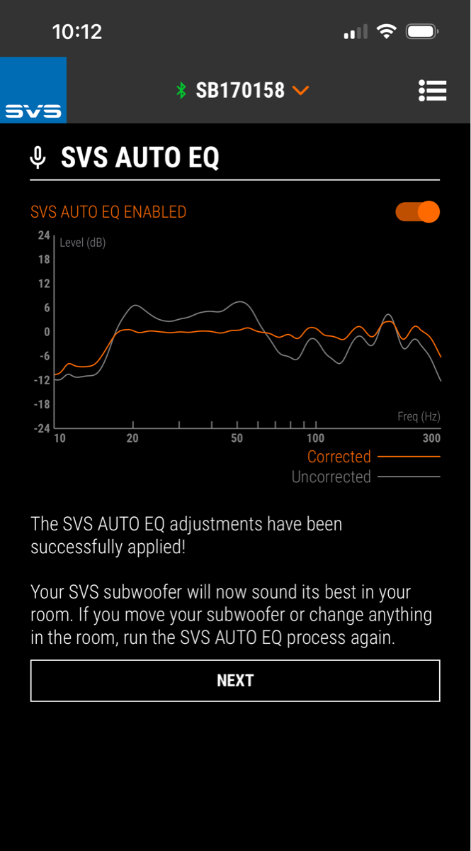 SVS Auto EQ example user result graph