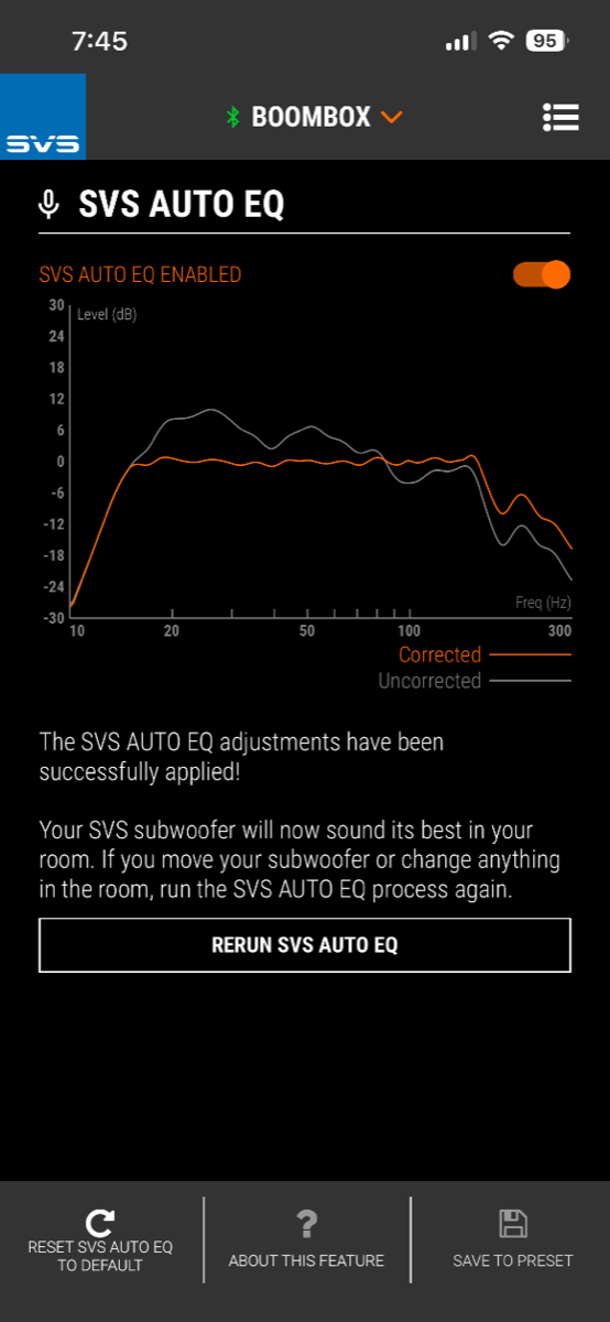 SVS Auto EQ example user result graph