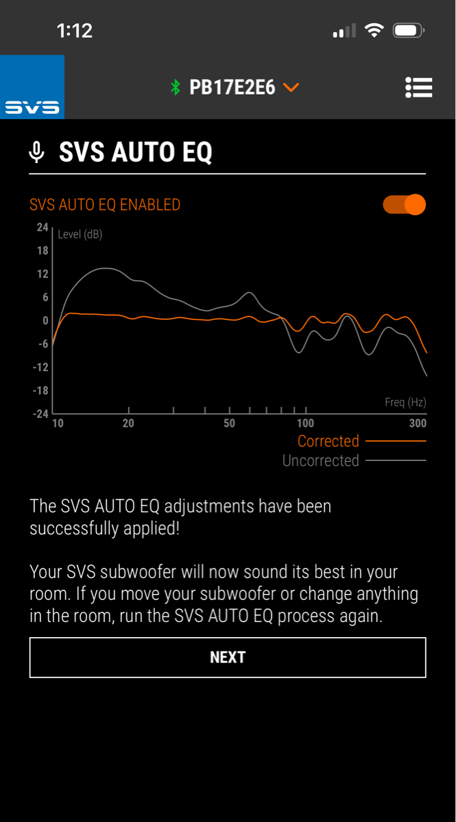 SVS Auto EQ example user result graph