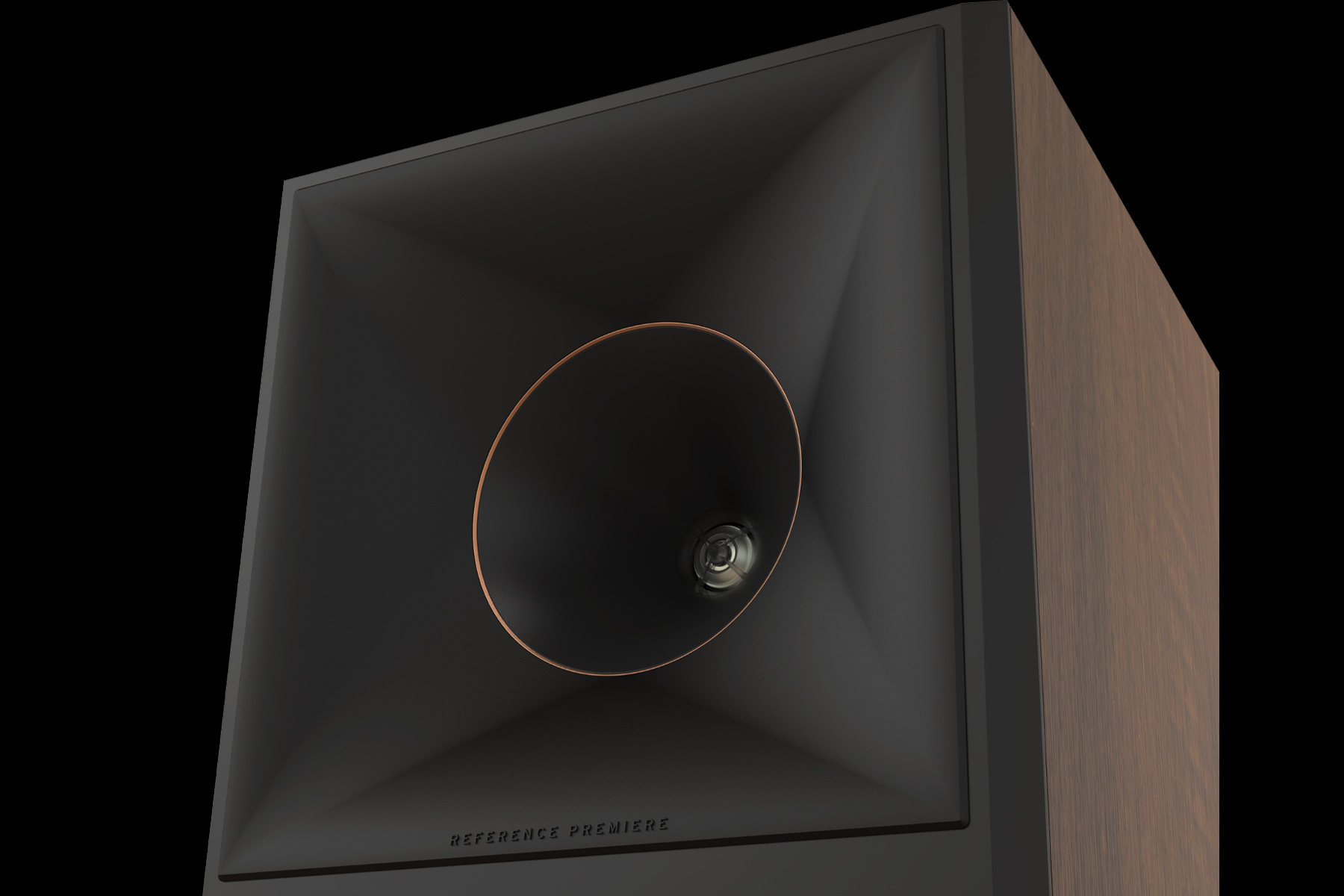 Close-up of the 2022 Klipsch Reference Premiere II Tractrix horn