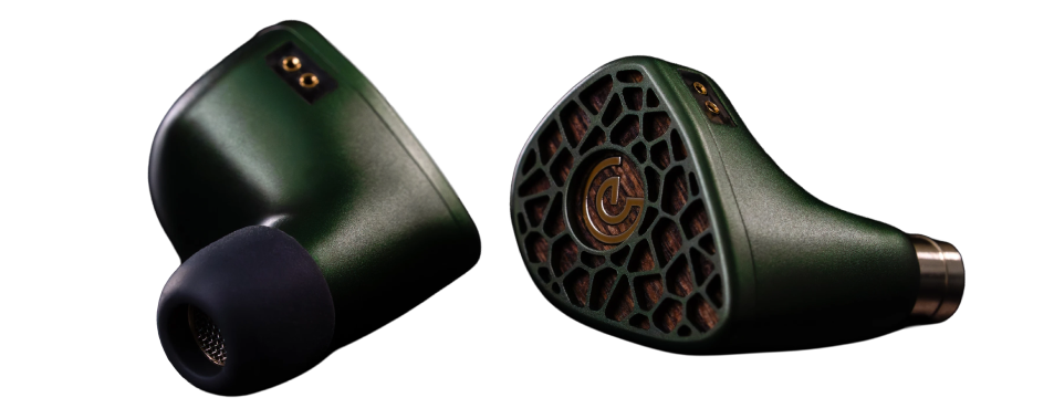 Craft Ears Leszy 5-Driver Tribrid IEM with Anodized Green Aluminum Shell & Polish Forest Wood Faceplate
