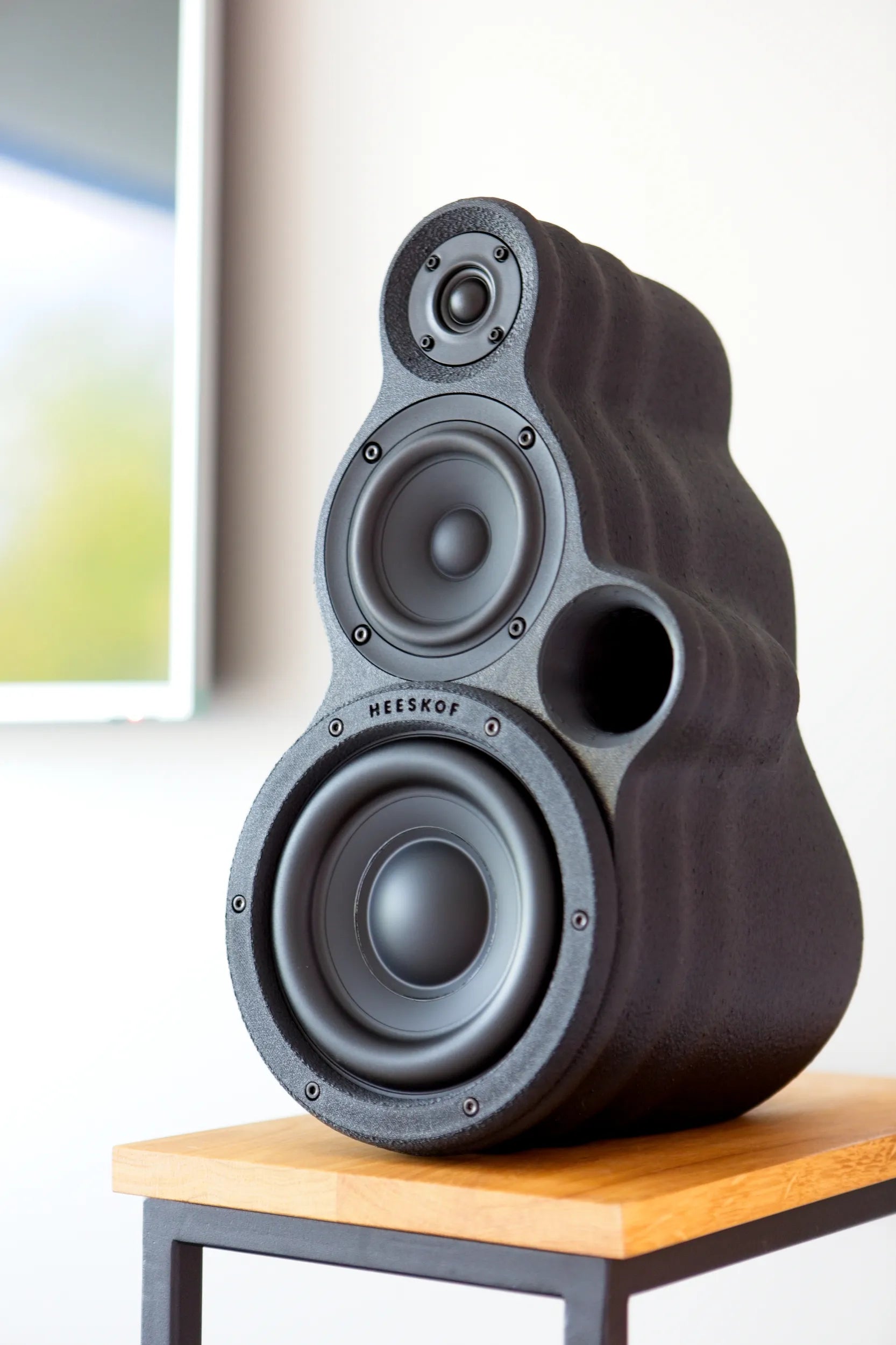 Heeskof Audio Xyla — Front/Side View Showing the 3D-Printed Enclosure