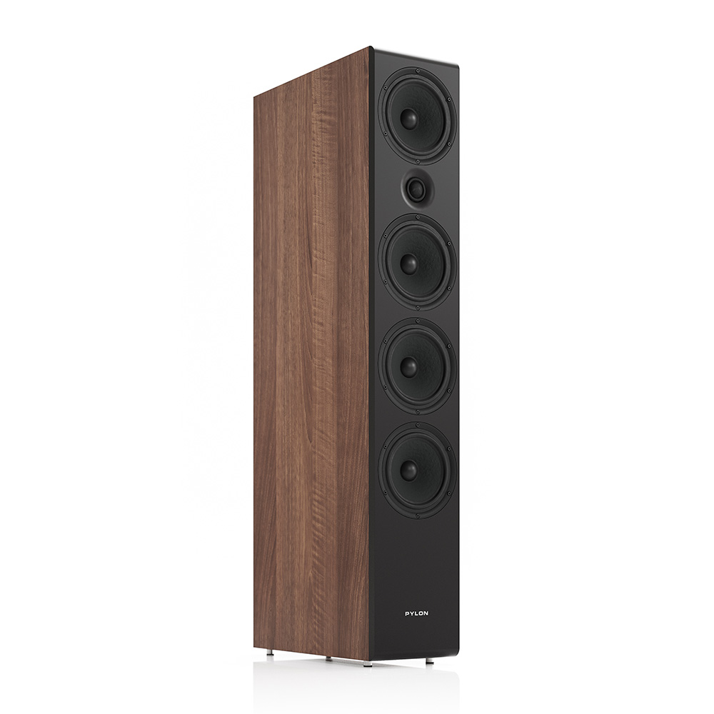 Pylon Audio Opal 40 mkII in Walnut — Front 3/4 View