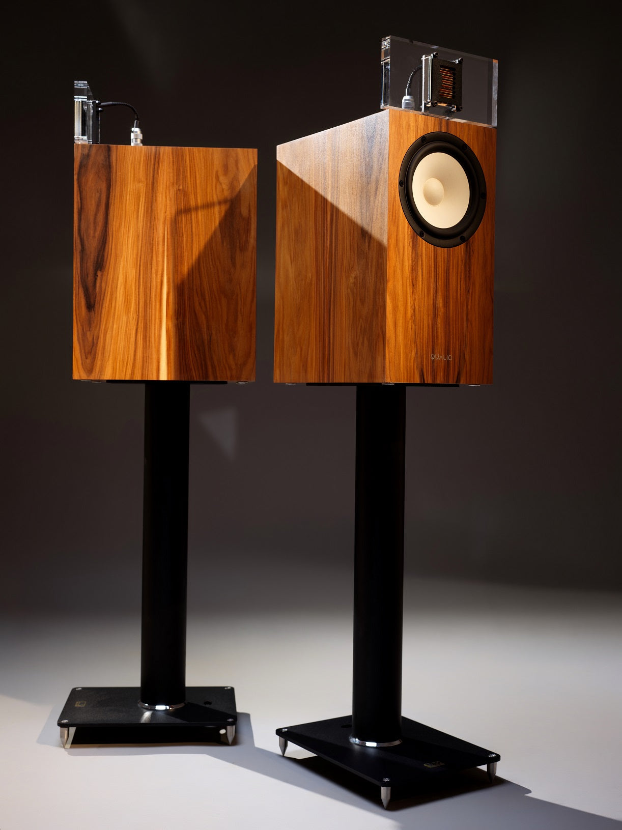 Qualio Audio Quanteen Semi-Open-Baffle Monitors — Stereo Pair on Stands